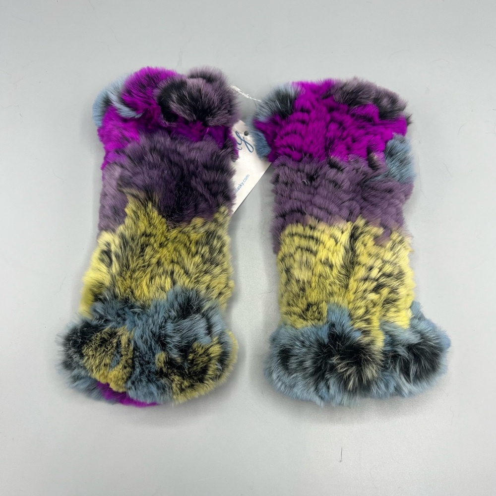 Multicolor Fur Fingerless Gloves